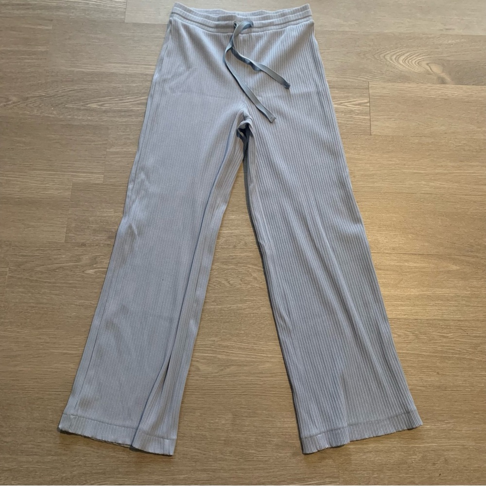 H&M Light Blue Ribbed Wide-leg Pants